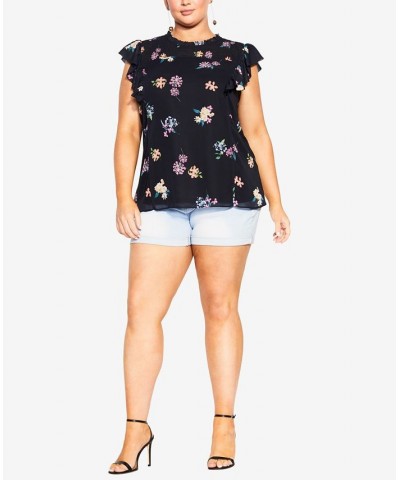 Trendy Plus Size Bella Print Top Black Sunnie Petite $34.85 Tops