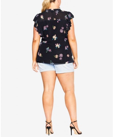 Trendy Plus Size Bella Print Top Black Sunnie Petite $34.85 Tops