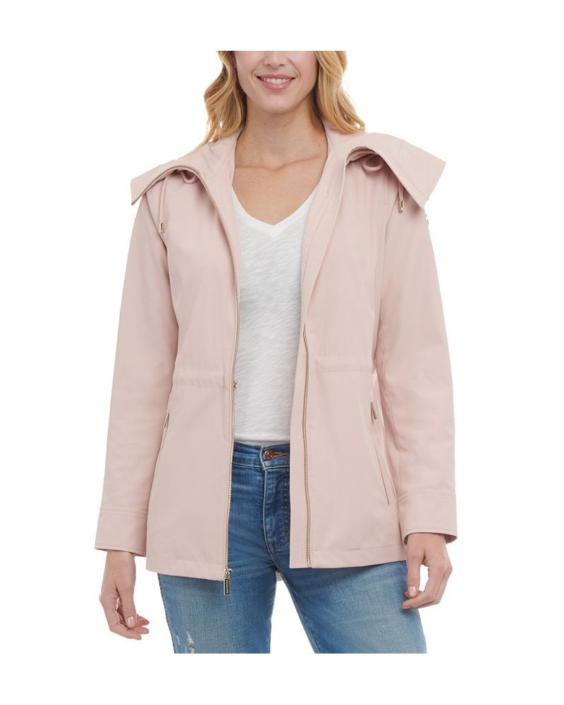 Women's Hooded Anorak Raincoat Pink $40.30 Coats