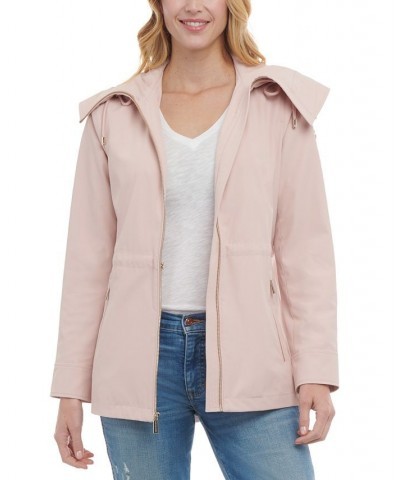 Women's Hooded Anorak Raincoat Pink $40.30 Coats