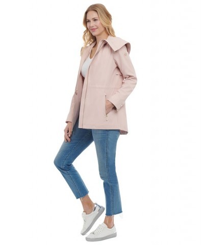 Women's Hooded Anorak Raincoat Pink $40.30 Coats