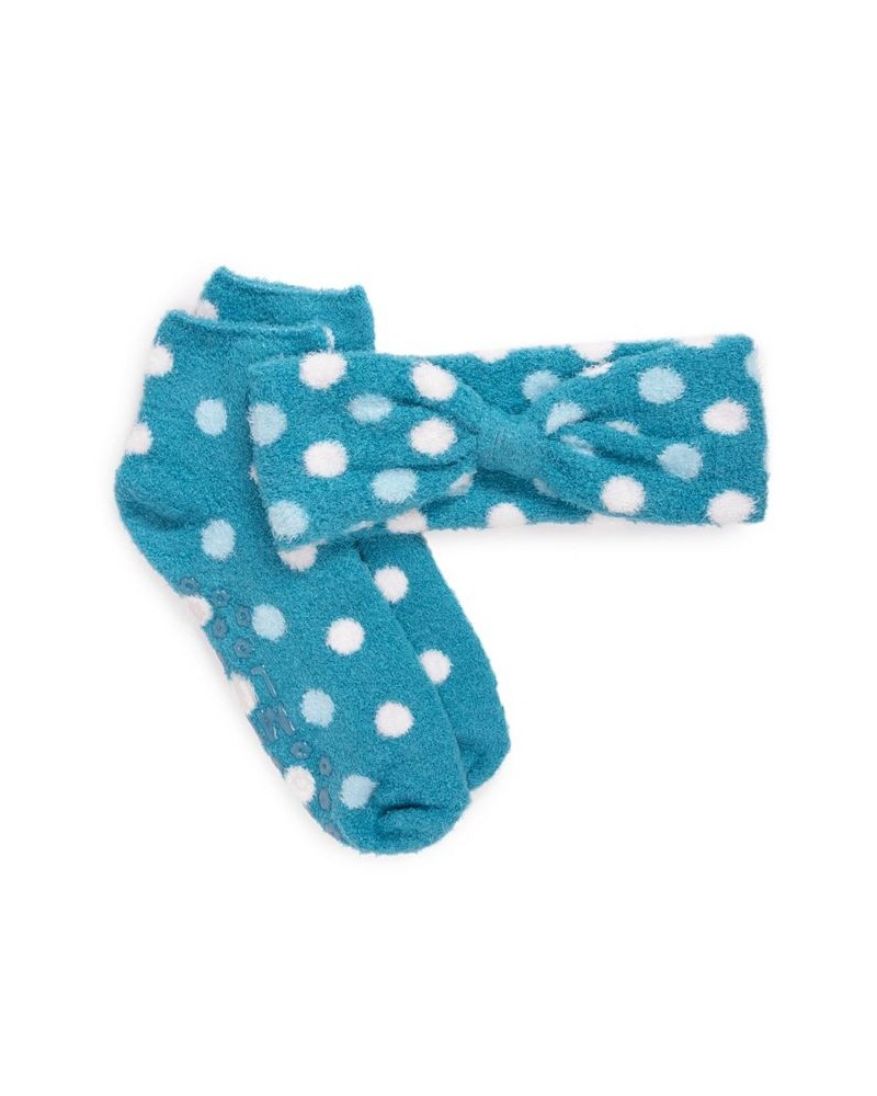 Women's Aloe Infused Socks and Headband Set 2 Piece Dark Blue $17.34 Socks