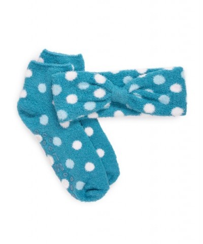 Women's Aloe Infused Socks and Headband Set 2 Piece Dark Blue $17.34 Socks