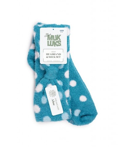 Women's Aloe Infused Socks and Headband Set 2 Piece Dark Blue $17.34 Socks