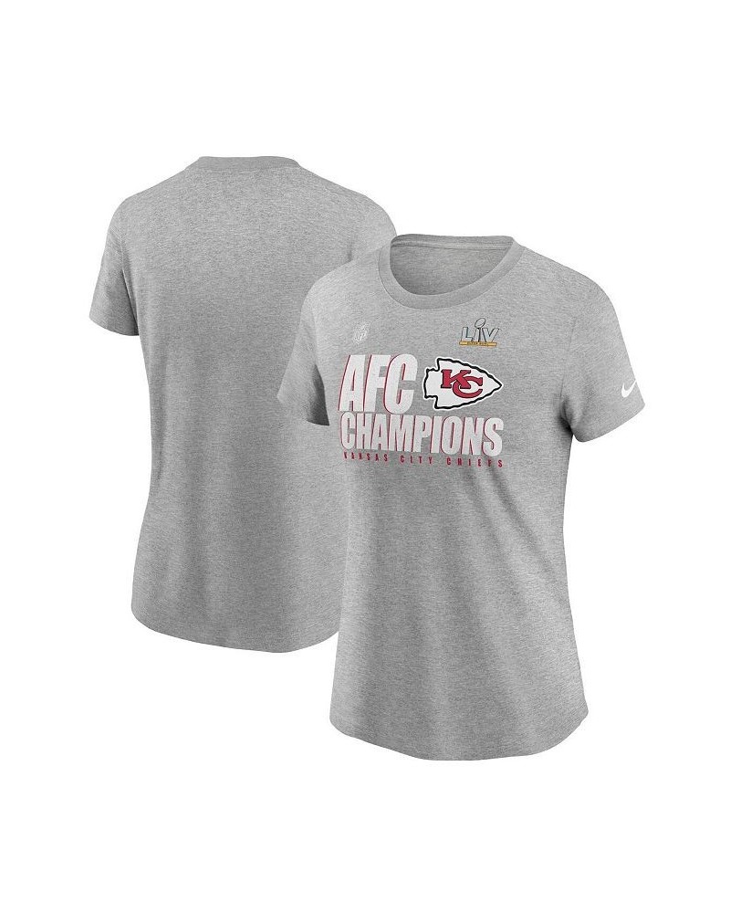 Women's Heather Gray Kansas City Chiefs 2020 Afc Champions Locker Room Trophy Collection T-Shirt Heather Gray $26.87 Tops