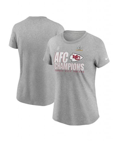 Women's Heather Gray Kansas City Chiefs 2020 Afc Champions Locker Room Trophy Collection T-Shirt Heather Gray $26.87 Tops