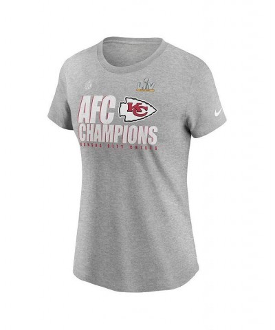 Women's Heather Gray Kansas City Chiefs 2020 Afc Champions Locker Room Trophy Collection T-Shirt Heather Gray $26.87 Tops