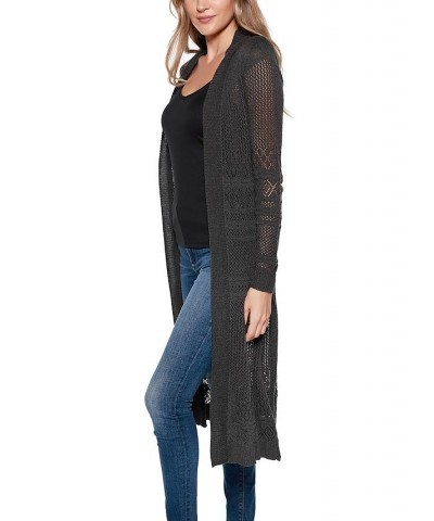 Pointelle-Stitch Duster Cardigan Black $23.59 Sweaters