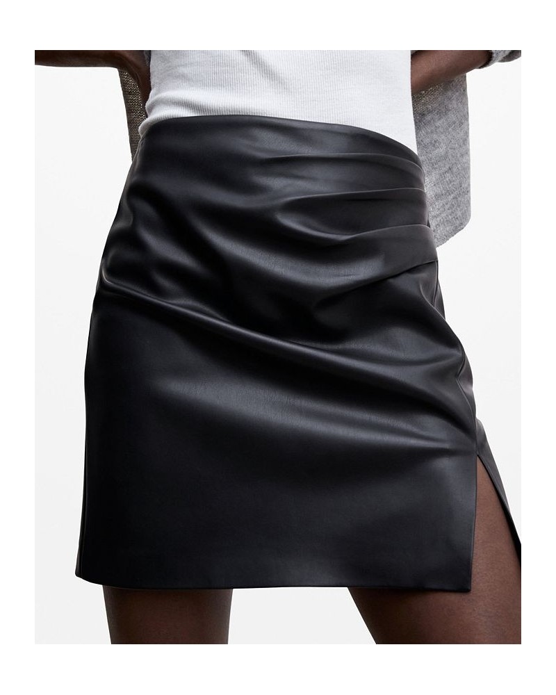 Women's Leather-Effect Mini-Skirt Black $28.20 Skirts