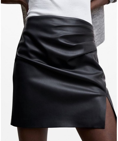 Women's Leather-Effect Mini-Skirt Black $28.20 Skirts