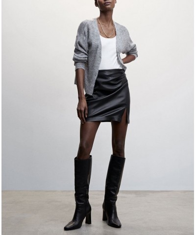 Women's Leather-Effect Mini-Skirt Black $28.20 Skirts