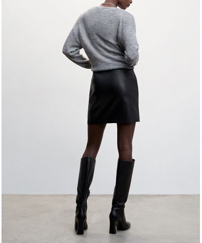 Women's Leather-Effect Mini-Skirt Black $28.20 Skirts