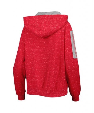 Women's Scarlet Ohio State Buckeyes The Devil Speckle Lace-Placket Raglan Pullover Hoodie Scarlet $26.00 Sweatshirts