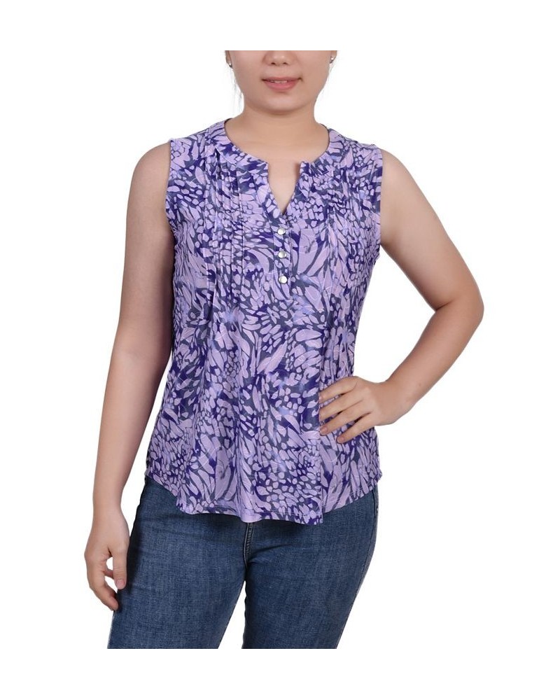 Petite Sleeveless Jacquard Y-neck Top Plum Jackrain $13.33 Tops