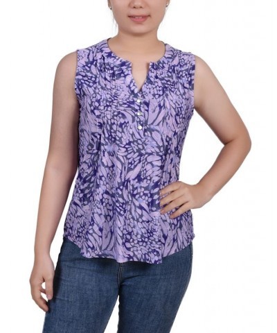 Petite Sleeveless Jacquard Y-neck Top Plum Jackrain $13.33 Tops