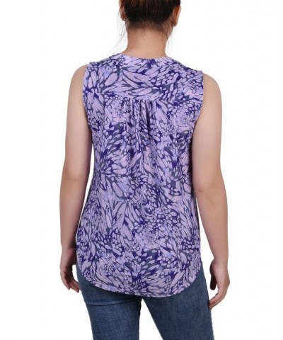 Petite Sleeveless Jacquard Y-neck Top Plum Jackrain $13.33 Tops