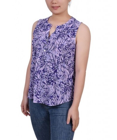 Petite Sleeveless Jacquard Y-neck Top Plum Jackrain $13.33 Tops