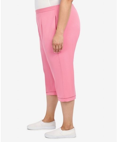 Plus Size Sweet Cut Out Capri Pants Pink $27.31 Pants