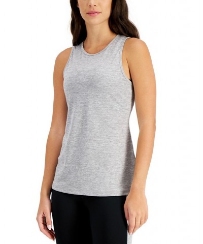 Women's Essentials Heathered Keyhole-Back Tank Top Gray $11.39 Tops