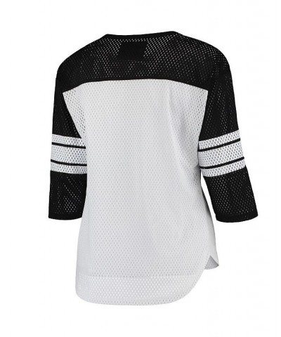 Women's White and Black San Francisco 49ers First Team Three-Quarter Sleeve Mesh T-shirt White $29.69 Tops