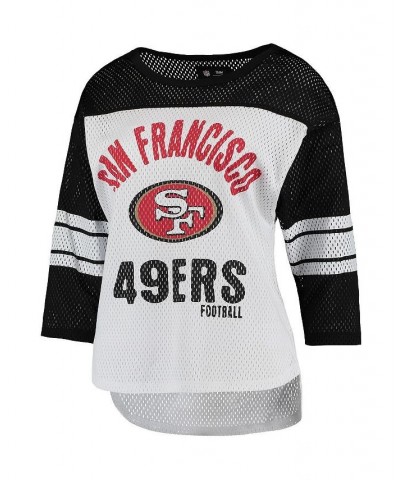 Women's White and Black San Francisco 49ers First Team Three-Quarter Sleeve Mesh T-shirt White $29.69 Tops