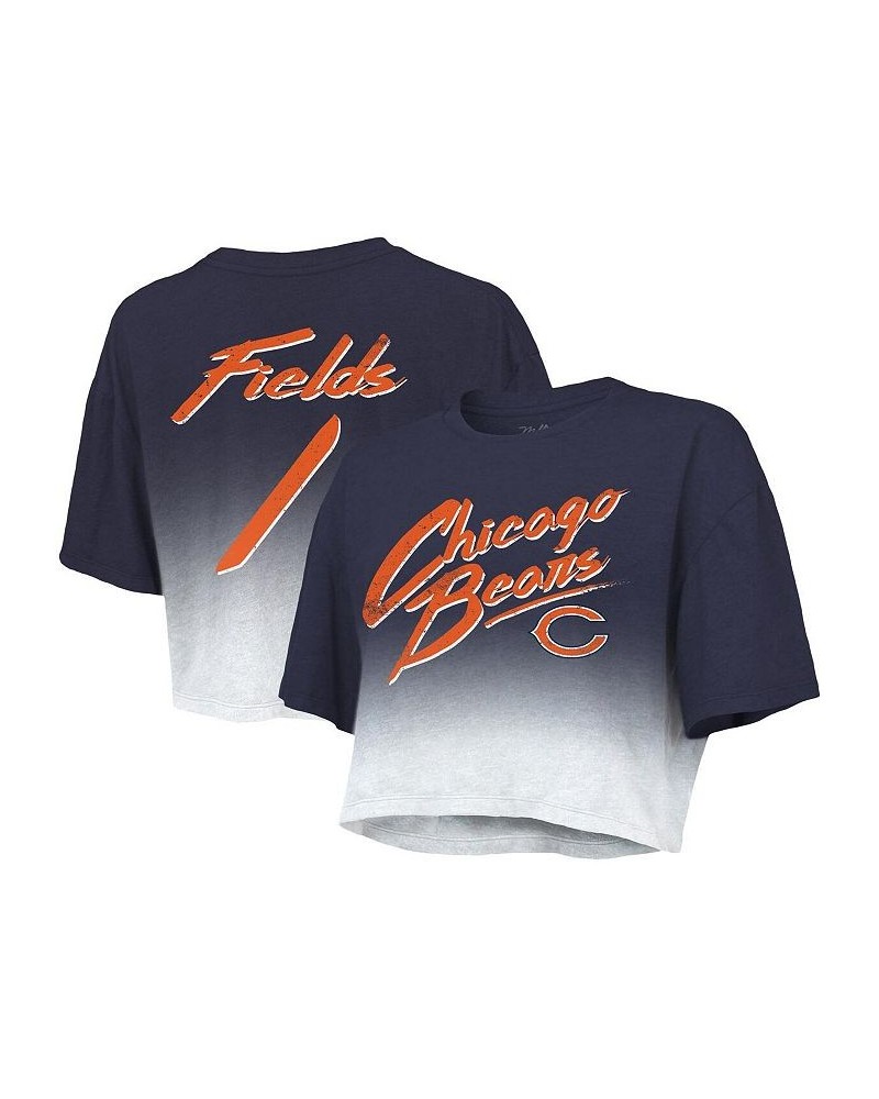 Women's Chicago Bears Drip-Dye Player Name and Number Tri-Blend Crop T-shirt Navy, White $29.90 Tops