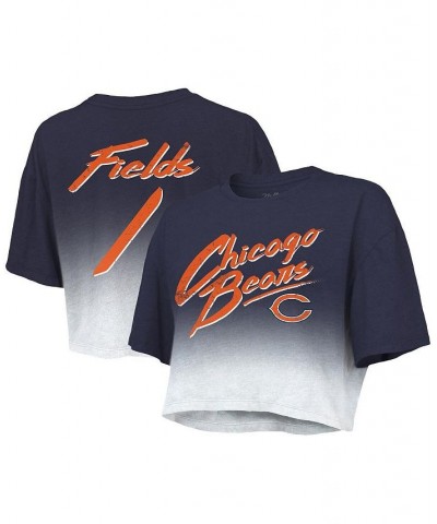 Women's Chicago Bears Drip-Dye Player Name and Number Tri-Blend Crop T-shirt Navy, White $29.90 Tops