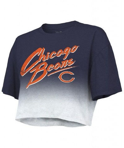 Women's Chicago Bears Drip-Dye Player Name and Number Tri-Blend Crop T-shirt Navy, White $29.90 Tops