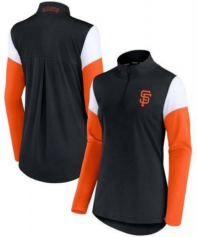 Women's Black Orange San Francisco Giants Authentic Fleece Quarter-Zip Jacket Black $37.79 Jackets