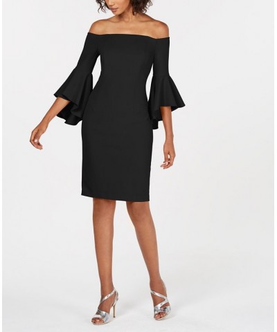 Off-The-Shoulder Sheath Dress Black $60.42 Dresses