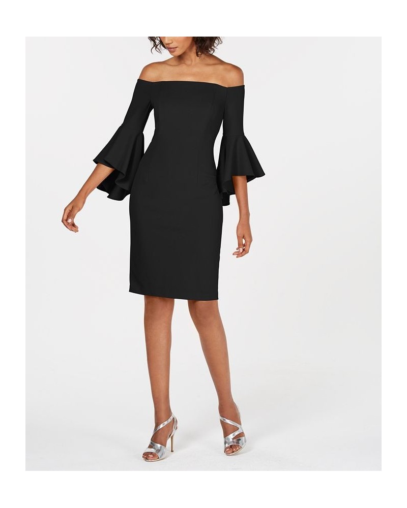 Off-The-Shoulder Sheath Dress Black $60.42 Dresses