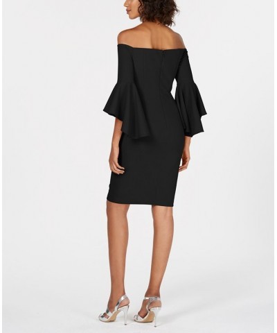 Off-The-Shoulder Sheath Dress Black $60.42 Dresses