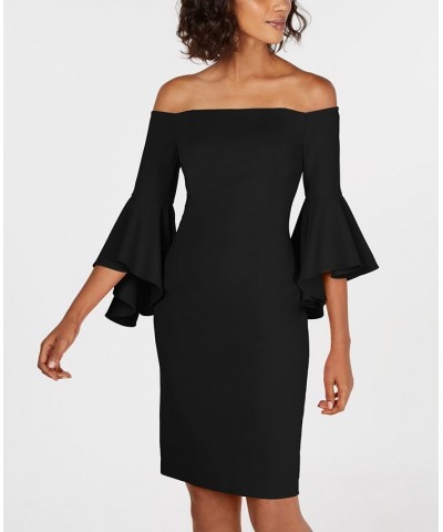 Off-The-Shoulder Sheath Dress Black $60.42 Dresses