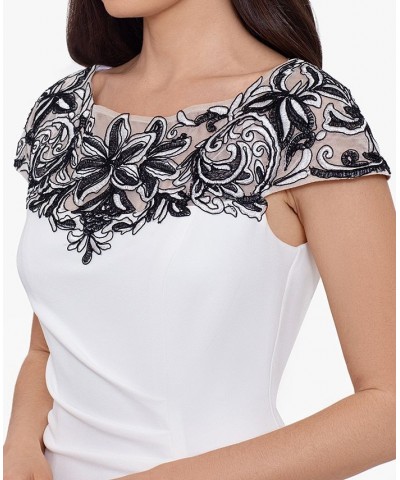 Women's Embroidered-Top Draped Bodycon Dress White $92.07 Dresses